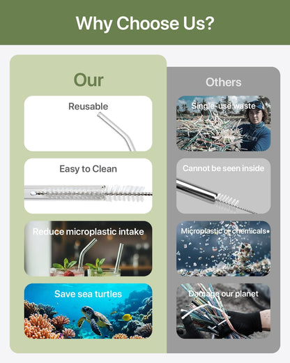 Glass Straws, 18-Pack Reusable Clear Glass Drinking Straws Set