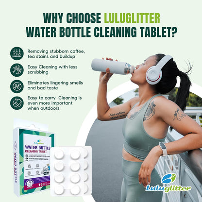 Water Bottle Cleaning Tablets for Bottle Bright 16 tabs blister Safe to Use