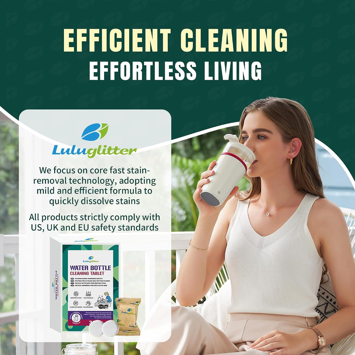 Water Bottle Cleaning Tablets for Bottle Bright 16 tabs blister Safe to Use
