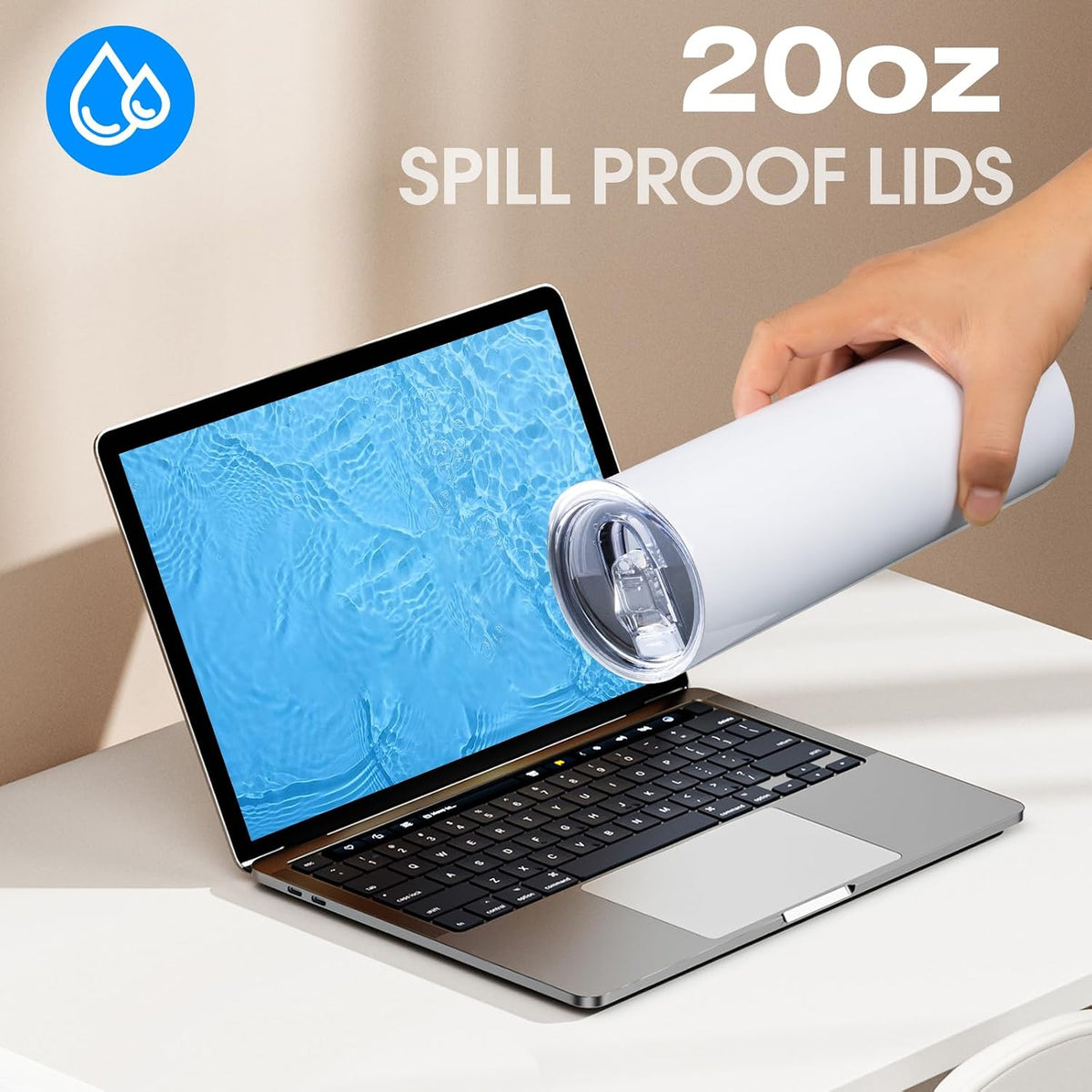 20oz Skinny Straight Body Stainless Steel Tumbler Replacement Lid，Spill Proof Splash Resistant Silicon Sliding cover for 2.76inch mouth，Straw Friendly for work, travel and Daily Life