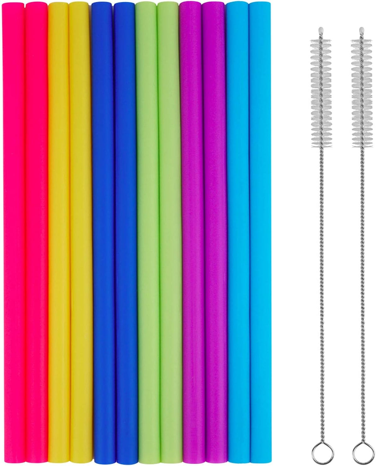 14PCS 10" Extra Wide Reusable Silicone Straws for 20/30oz Tumblers