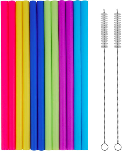 14PCS 10" Extra Wide Reusable Silicone Straws for 20/30oz Tumblers