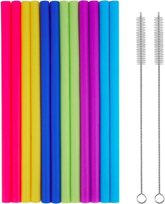 14PCS 10" Extra Wide Reusable Silicone Straws for 20/30oz Tumblers