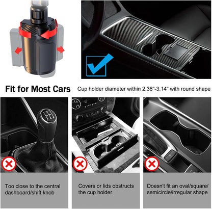 Cup Holder Tray, Detachable 360° Rotatable w/Phone Mount, Fits 2.6‑3.9 Inch