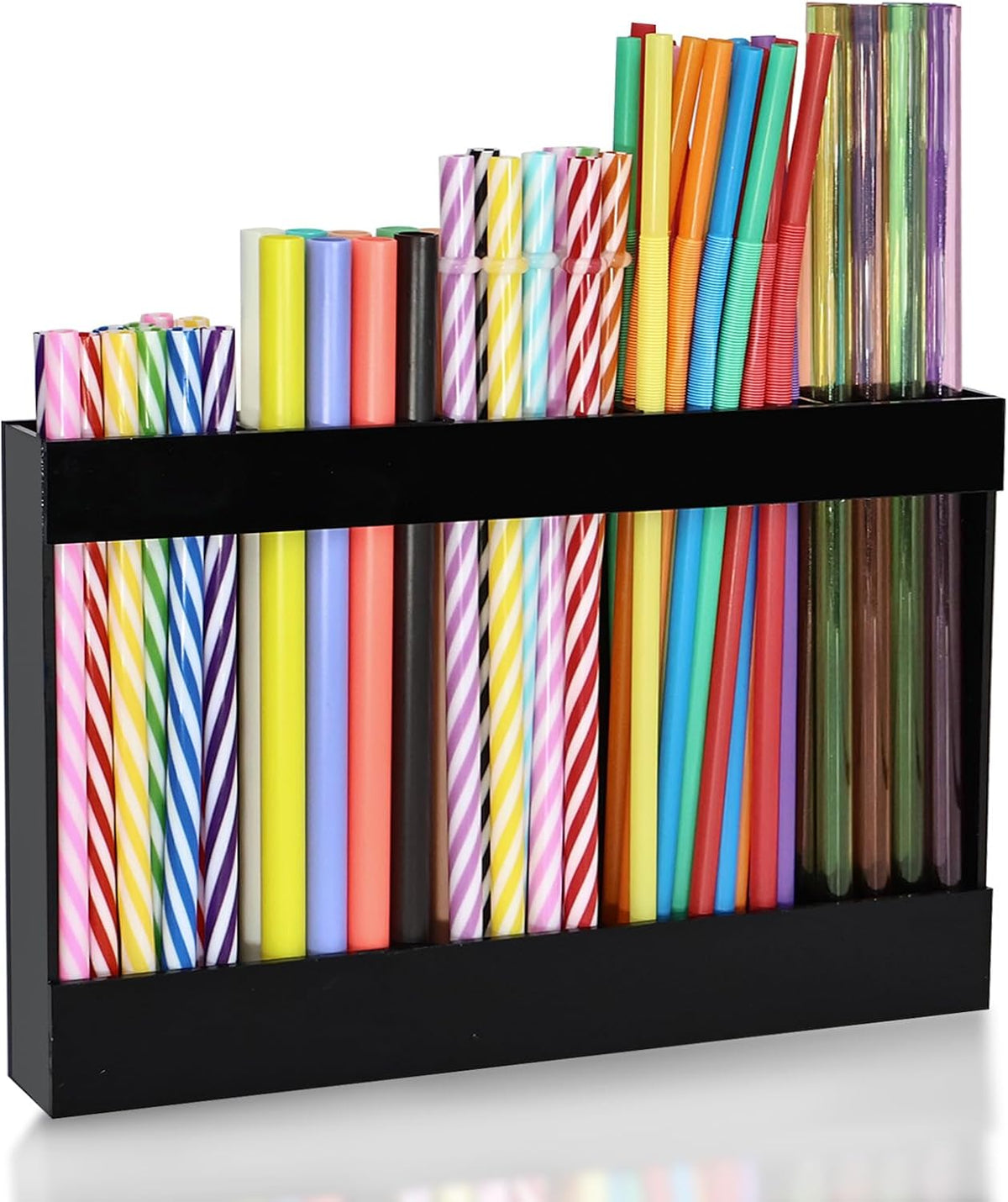 New Upgrade 9.5" Large Acrylic Straw Holder for Cabinet Door-Reusable Tumbler Straw Organizer Storage,Small Kitchen Organizers and Storage Accessories Container,Ultra Sticky Cupboard Door Mounted