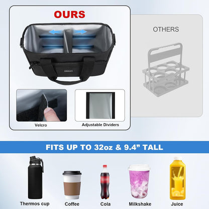 Reusable 3 Cup Insulated Drink Carrier with Handle