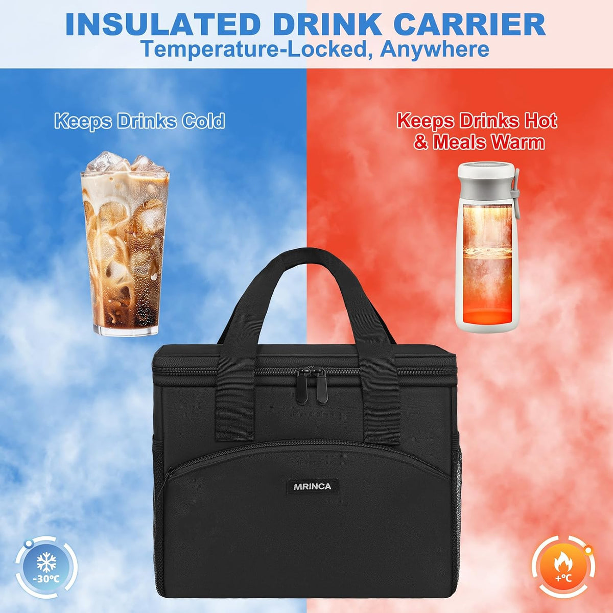 Reusable 3 Cup Insulated Drink Carrier with Handle