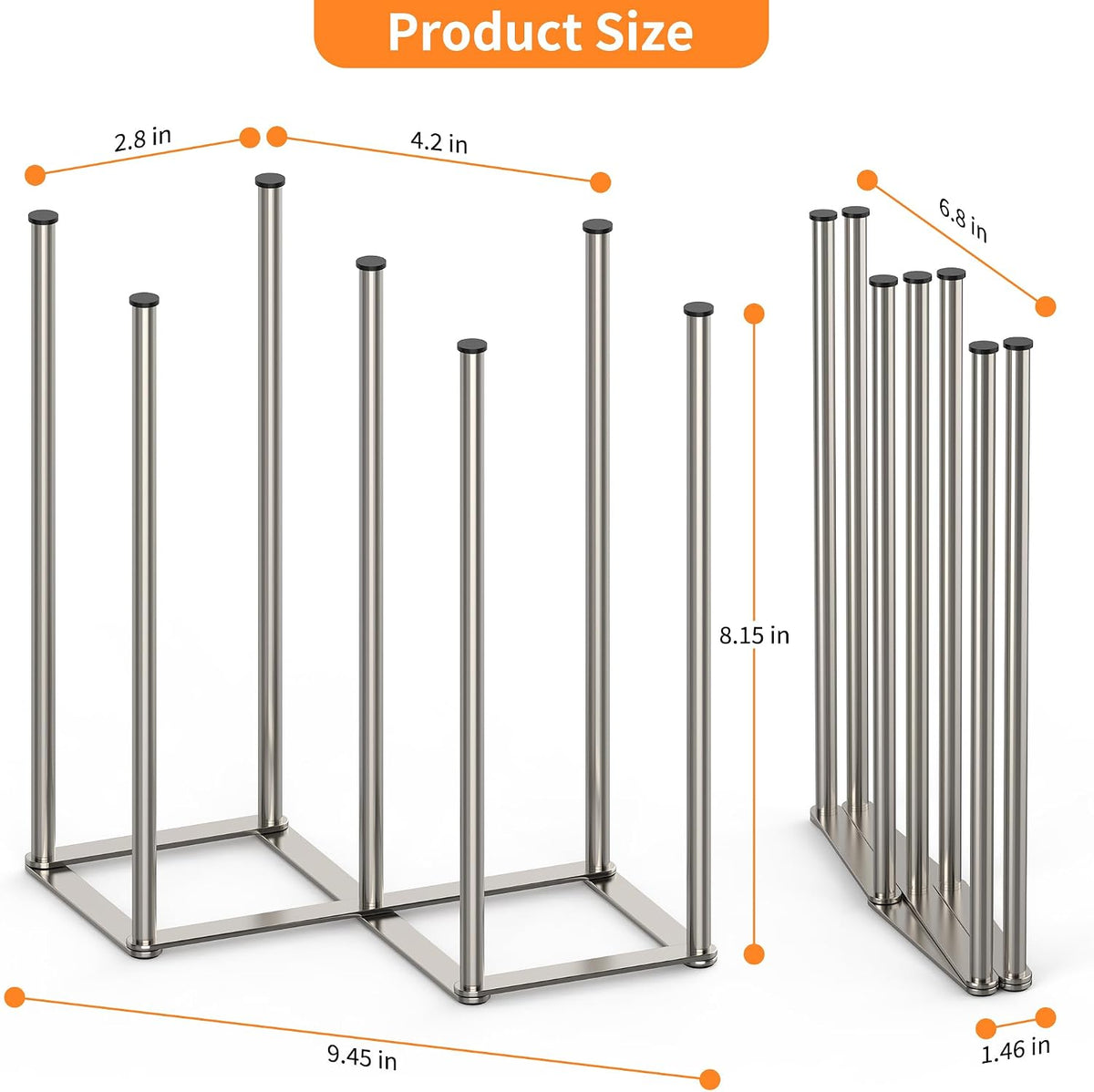 Foldable Bottle Drying Rack, Baby Bottle Drying Rack, Collapsible Cup Draining Holder, Retractable Reusable Storage Bag Dryer with Non-Slip Bottom - Stainless Steels (Silver)