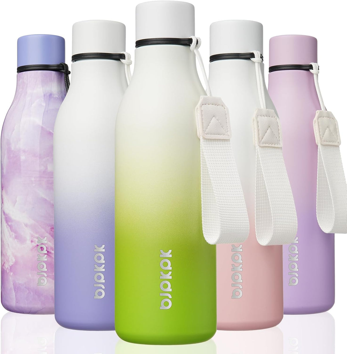18oz Insulated Water Bottle, Stainless Steel Bottle with Carry Strap | Keep Cold & Hot Vacuum Insulation, Leak-Proof BPA-Free Design, Slim Bottle Fits Most Cup Holders for Gym, Office & Travel - Colors B