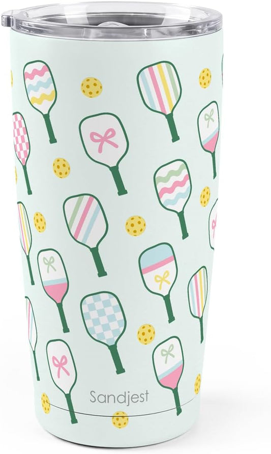 Pickleball Tumbler 20oz, Stainless Steel Travel Cup with Lid, Insulated Coffee Mug, Pickleballs Gifts for Women Girls Friends Sisters Players on Birthday Christmas