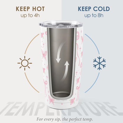 Pickleball Tumbler 20oz, Stainless Steel Travel Cup with Lid, Insulated Coffee Mug, Pickleballs Gifts for Women Girls Friends Sisters Players on Birthday Christmas