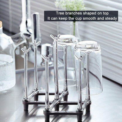 Retractable Cup Drying Rack, Drinking Glass and Sports Bottle Drainer Stand, Plastic Bag Dryer with Non-Slip Bottom for Kitchen Countertop