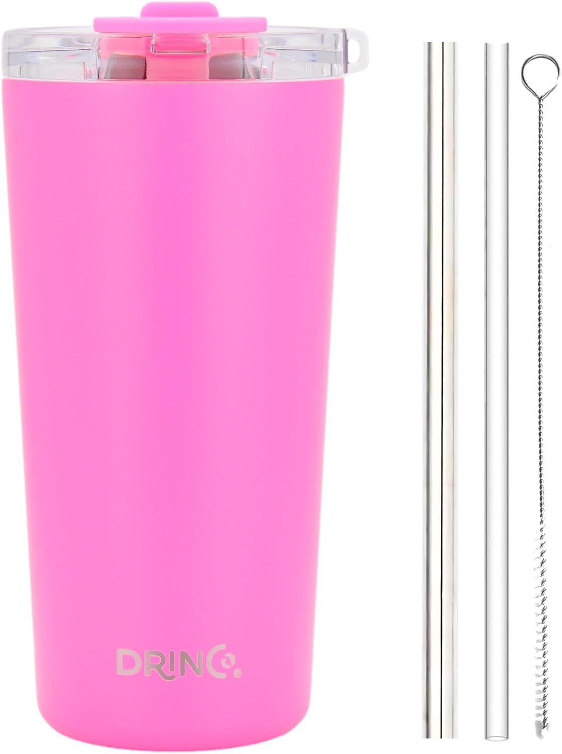 20 oz Stainless Steel Tumbler | Double Walled Vacuum Insulated Mug With Lid, 2 Straws, For Hot & Cold Drinks (20oz Island Pink, 20oz)