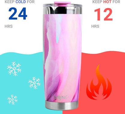 20 oz Stainless Steel Tumbler | Double Walled Vacuum Insulated Mug With Lid, 2 Straws, For Hot & Cold Drinks (20oz Island Pink, 20oz)