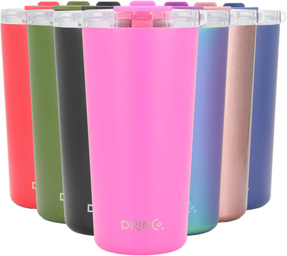 20 oz Stainless Steel Tumbler | Double Walled Vacuum Insulated Mug With Lid, 2 Straws, For Hot & Cold Drinks (20oz Island Pink, 20oz)