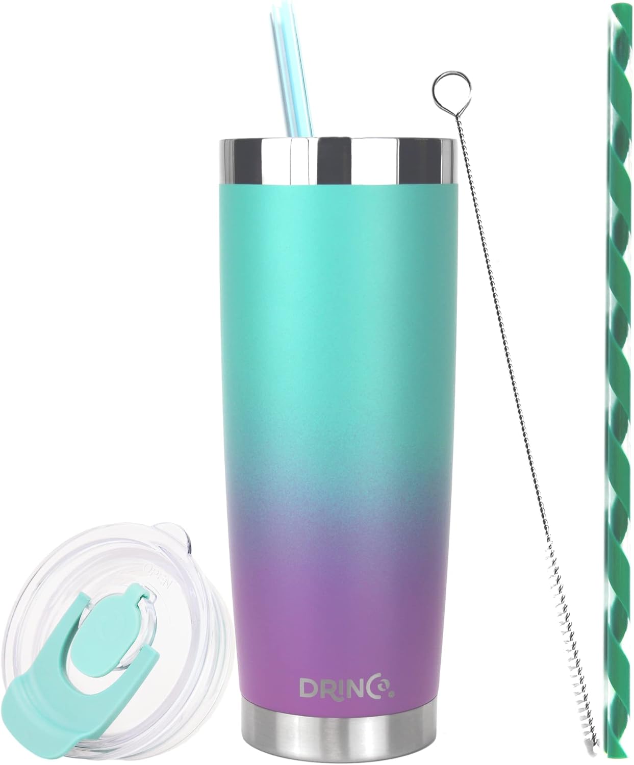 20 oz Stainless Steel Tumbler | Double Walled Vacuum Insulated Mug With Lid, 2 Straws, For Hot & Cold Drinks (20oz Island Pink, 20oz)