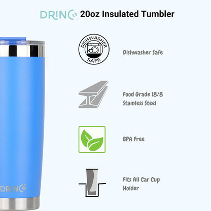 20 oz Stainless Steel Tumbler | Double Walled Vacuum Insulated Mug With Lid, 2 Straws, For Hot & Cold Drinks (20oz Island Pink, 20oz)