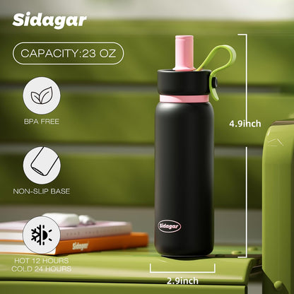 24 oz Tumbler, Insulated Coffee Mug with Lid and Straw, Leak Proof Portable Travel Cup, for Hot and Cold Drinks Drinks Flask for Women Blue