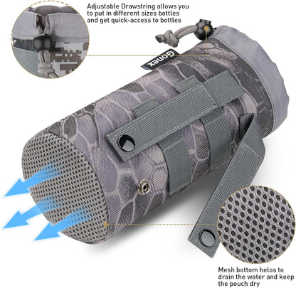 MOLLE Bottle Pouch, Drawstring Water Bottle Holder