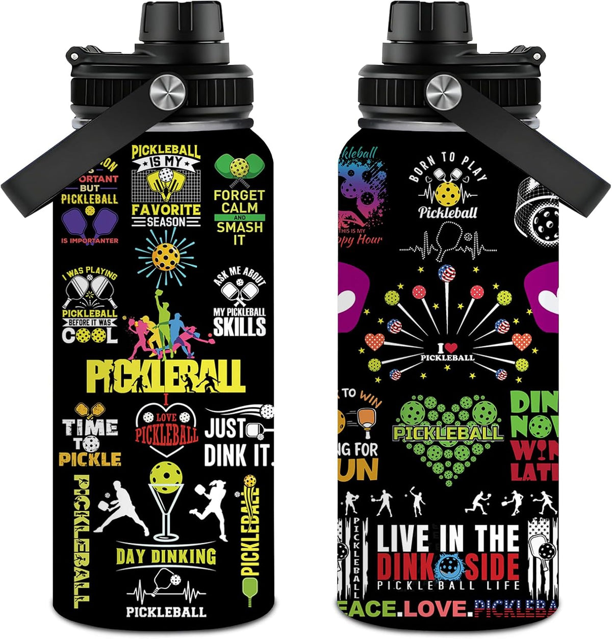 Pickleball Water Bottle 32oz Stainless Steel Insulated Vaccum with Lid, Pickleball Gifts for Pickleball Players, Pickleball Lovers, Women Girls Ladies