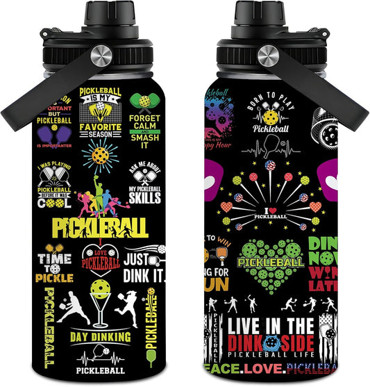 Pickleball Water Bottle 32oz Stainless Steel Insulated Vaccum with Lid, Pickleball Gifts for Pickleball Players, Pickleball Lovers, Women Girls Ladies