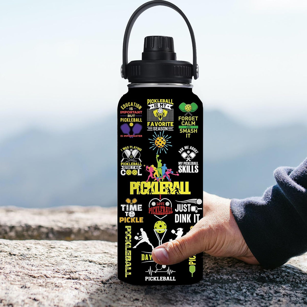 Pickleball Water Bottle 32oz Stainless Steel Insulated Vaccum with Lid, Pickleball Gifts for Pickleball Players, Pickleball Lovers, Women Girls Ladies