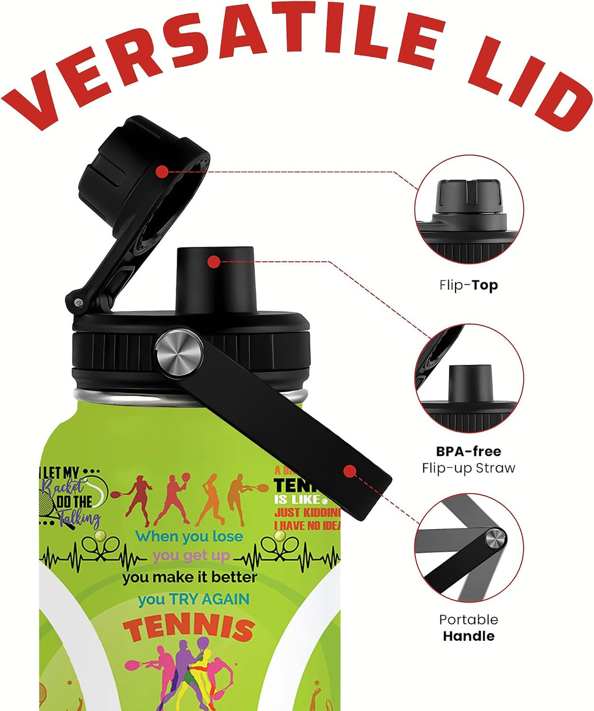 Pickleball Water Bottle 32oz Stainless Steel Insulated Vaccum with Lid, Pickleball Gifts for Pickleball Players, Pickleball Lovers, Women Girls Ladies