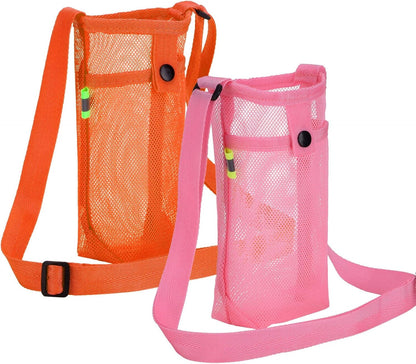 Water Bottle Holder Carrier with Adjustable Shoulder Strap - Beach & Sports Bottle Bag for Hiking, Gym, Camping, Walking, Travel