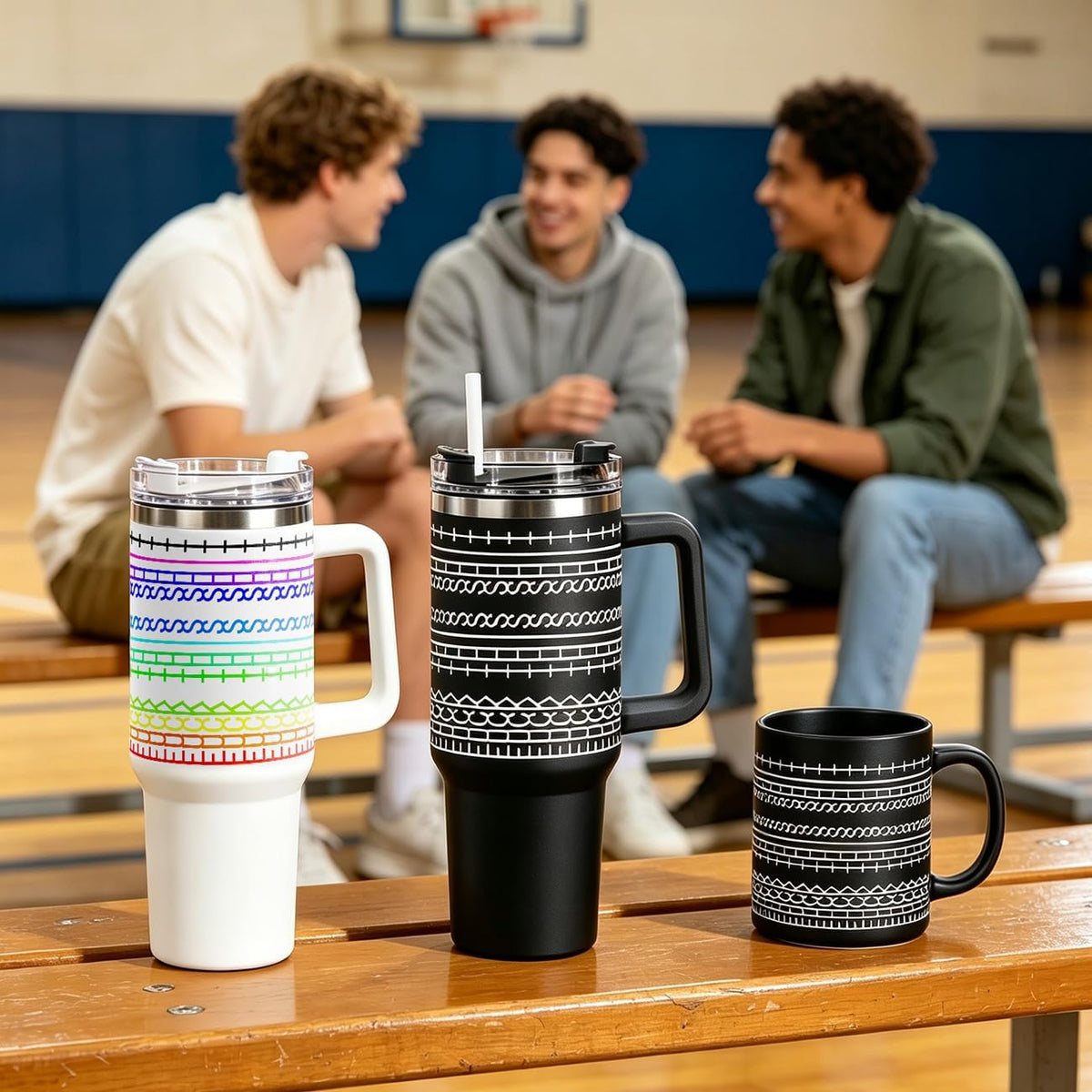 40oz Stainless Steel Insulated Tumbler With Lids And Straws, Travel Tumbler | Black, Large Tumbler With Handles, Hot Cold Coffee Drinking Cup Mug, Water Bottles, Unique Birthday Gift for Women, Men