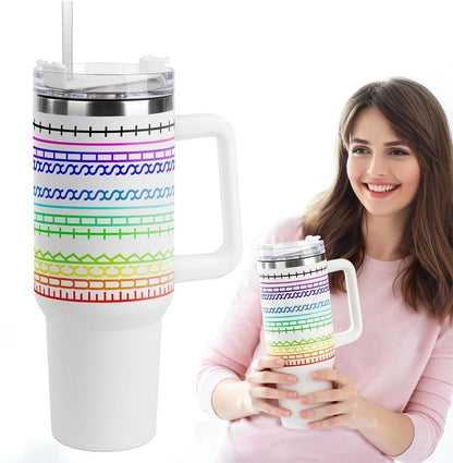40oz Stainless Steel Insulated Tumbler With Lids And Straws, Travel Tumbler | Black, Large Tumbler With Handles, Hot Cold Coffee Drinking Cup Mug, Water Bottles, Unique Birthday Gift for Women, Men