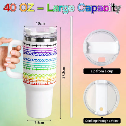 40oz Stainless Steel Insulated Tumbler With Lids And Straws, Travel Tumbler | Black, Large Tumbler With Handles, Hot Cold Coffee Drinking Cup Mug, Water Bottles, Unique Birthday Gift for Women, Men