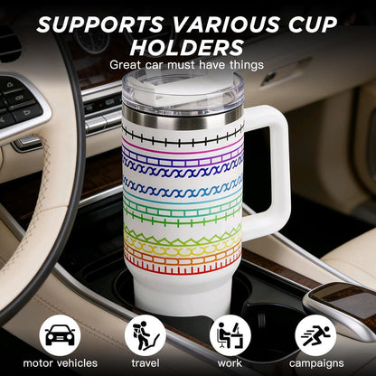 40oz Stainless Steel Insulated Tumbler With Lids And Straws, Travel Tumbler | Black, Large Tumbler With Handles, Hot Cold Coffee Drinking Cup Mug, Water Bottles, Unique Birthday Gift for Women, Men