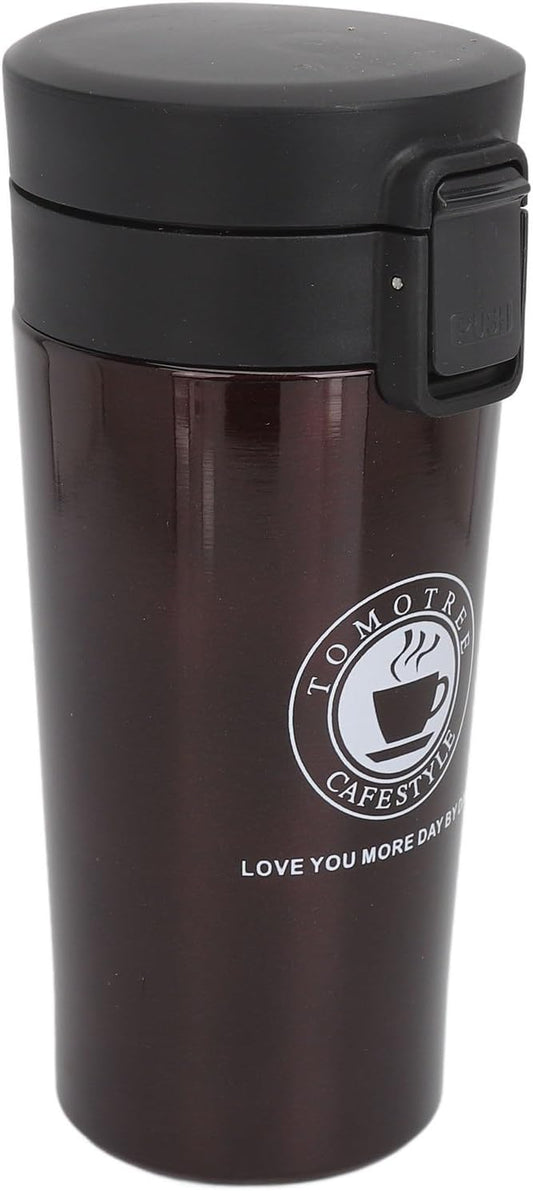 Insulated Coffee Cup with Snap Flip Lid and Portable Design, Eleg Stainl Steel 380ml Travel Mug for Hot Drinks, Red (380ml)