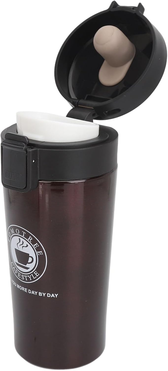 Insulated Coffee Cup with Snap Flip Lid and Portable Design, Eleg Stainl Steel 380ml Travel Mug for Hot Drinks, Red (380ml)