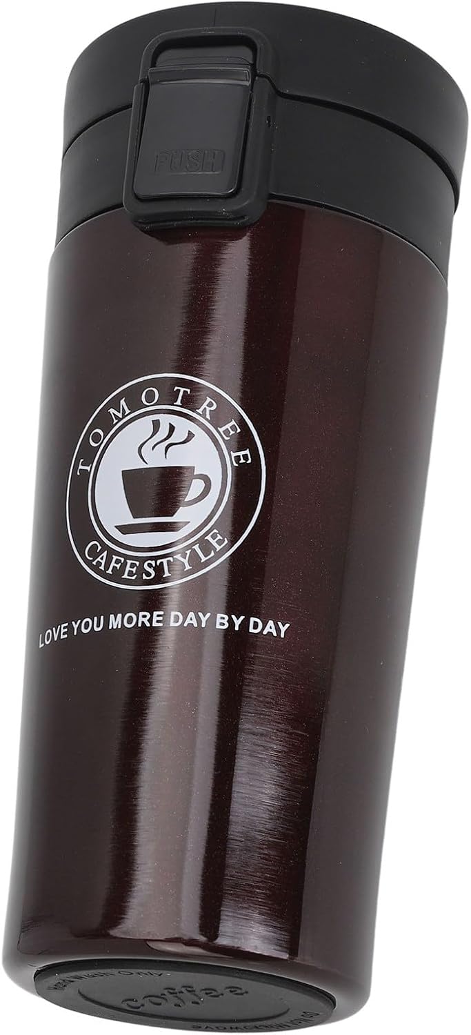 Insulated Coffee Cup with Snap Flip Lid and Portable Design, Eleg Stainl Steel 380ml Travel Mug for Hot Drinks, Red (380ml)
