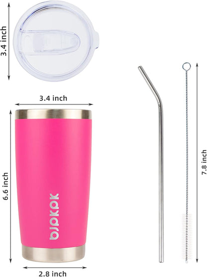 20oz Coffee Tumbler with Lid & Straw, Insulated Stainless Steel Mug | Double Wall Vacuum, Keeps Hot/Cold, BPA Free, Leak Proof, Iced Coffee Cup Fit Car Holder, Travel & Beach, Turquoise - Colors B