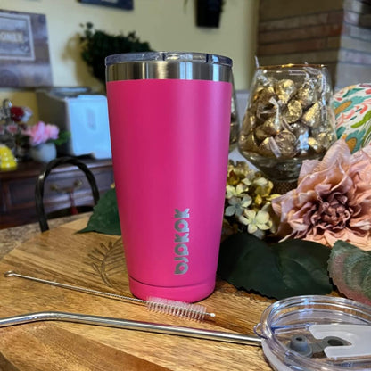 20oz Coffee Tumbler with Lid & Straw, Insulated Stainless Steel Mug | Double Wall Vacuum, Keeps Hot/Cold, BPA Free, Leak Proof, Iced Coffee Cup Fit Car Holder, Travel & Beach, Turquoise - Colors B