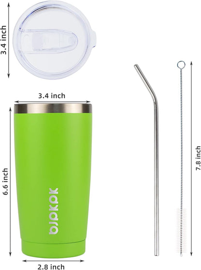 20oz Coffee Tumbler with Lid & Straw, Insulated Stainless Steel Mug | Double Wall Vacuum, Keeps Hot/Cold, BPA Free, Leak Proof, Iced Coffee Cup Fit Car Holder, Travel & Beach, Turquoise - Colors B