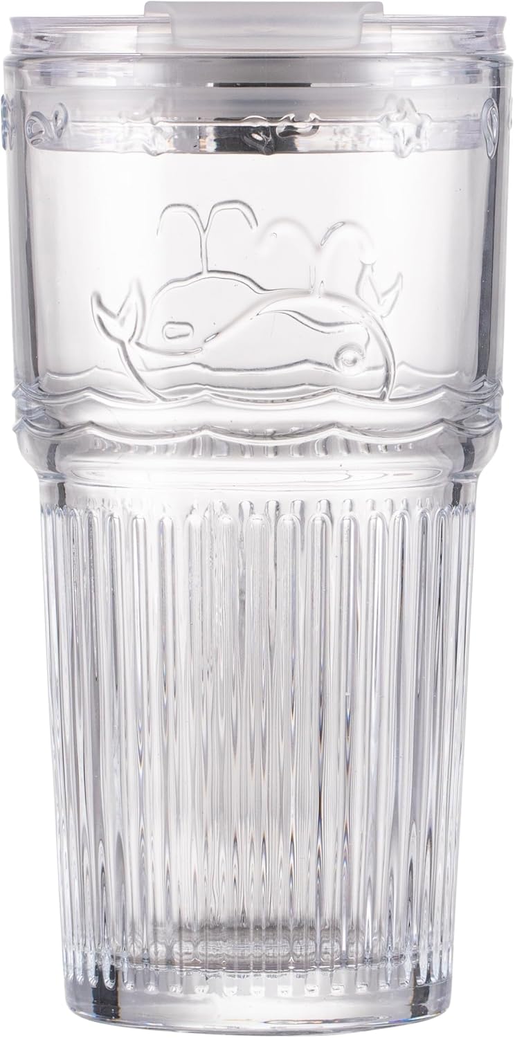 16oz Glass With Lid And Straw, Transparent Travel Iced Coffee Cup, Suitable For Water, Coffee, Tea, Beverages, Home, Office, Outdoor Use-Whale Cup