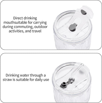 16oz Glass With Lid And Straw, Transparent Travel Iced Coffee Cup, Suitable For Water, Coffee, Tea, Beverages, Home, Office, Outdoor Use-Whale Cup