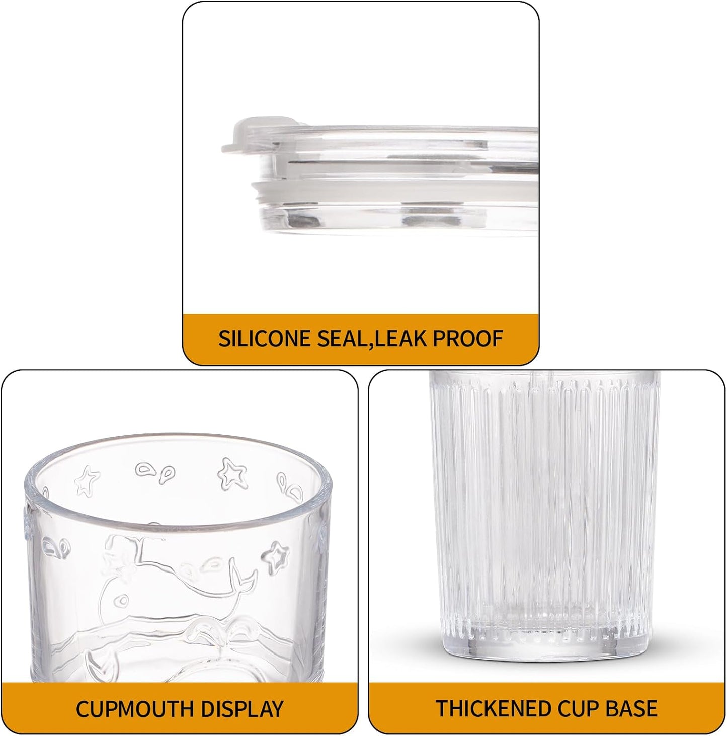 16oz Glass With Lid And Straw, Transparent Travel Iced Coffee Cup, Suitable For Water, Coffee, Tea, Beverages, Home, Office, Outdoor Use-Whale Cup