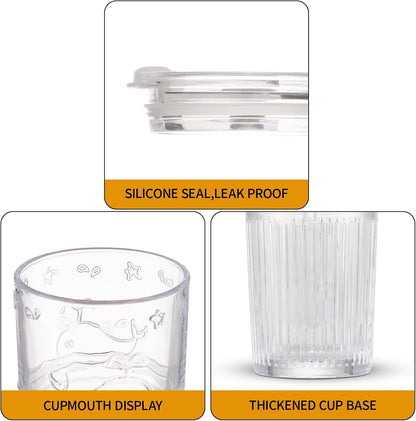 16oz Glass With Lid And Straw, Transparent Travel Iced Coffee Cup, Suitable For Water, Coffee, Tea, Beverages, Home, Office, Outdoor Use-Whale Cup