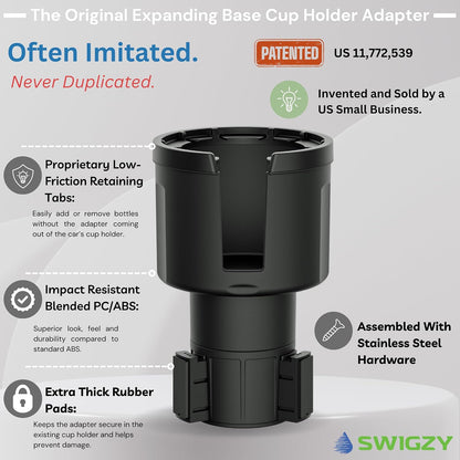 Car Cup Holder Expander, Water Bottle Adapter Extender Insert, Black