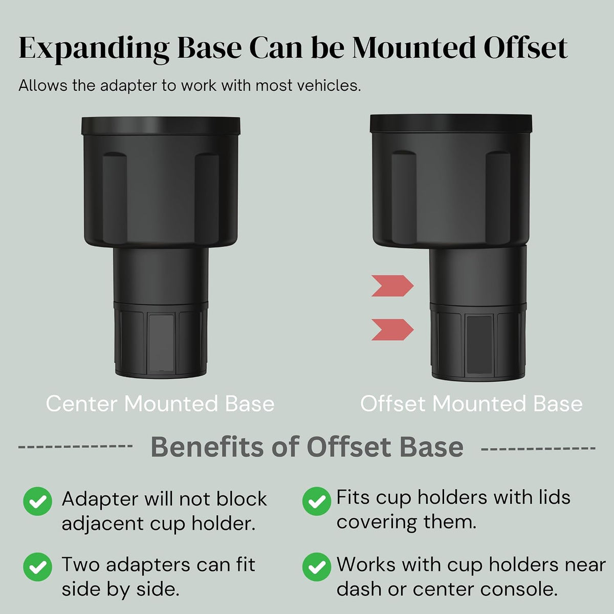 Car Cup Holder Expander, Water Bottle Adapter Extender Insert, Black