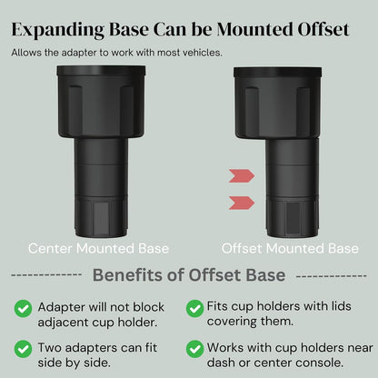 Car Cup Holder Expander, Water Bottle Adapter Extender Insert, Black