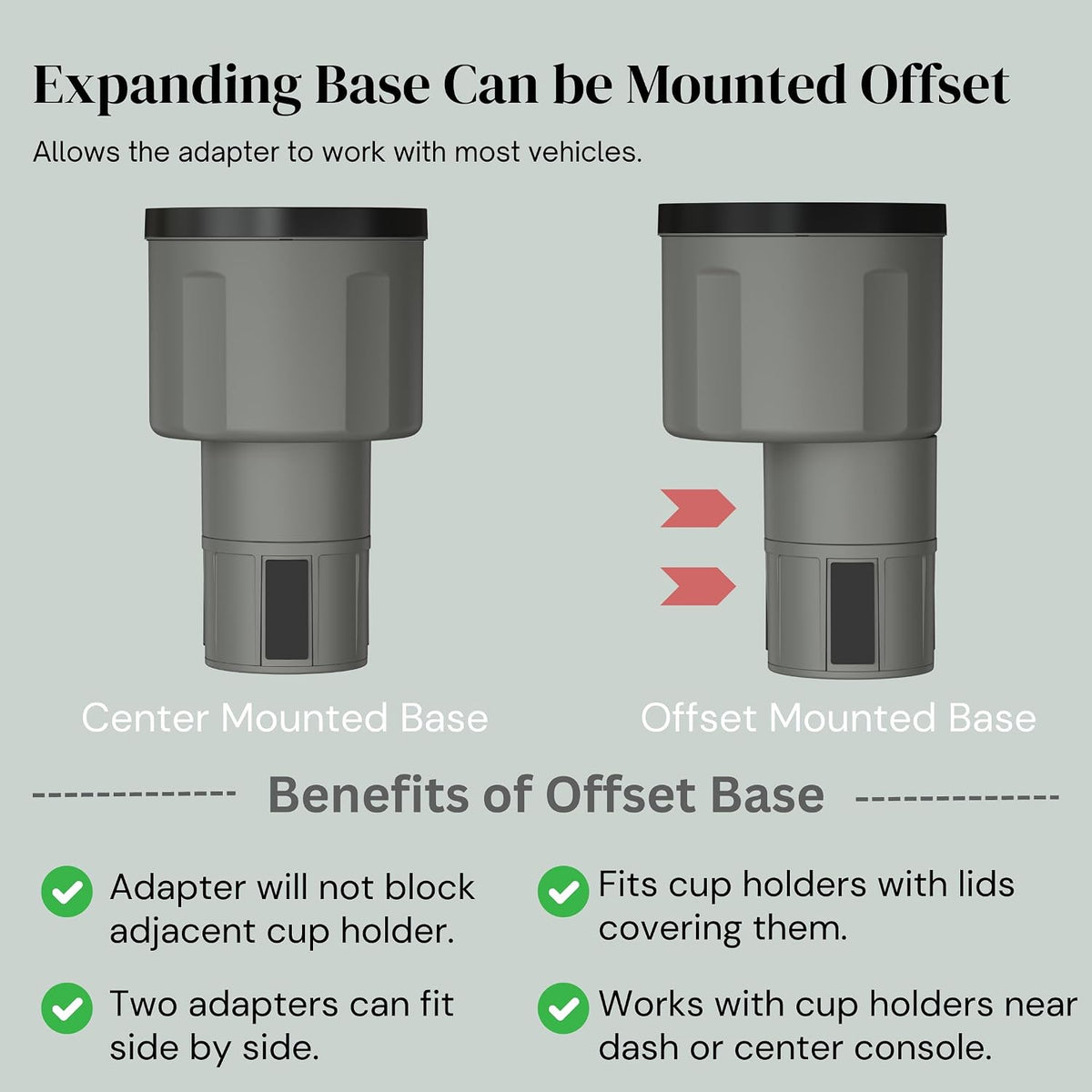 Car Cup Holder Expander, Water Bottle Adapter Extender Insert, Black