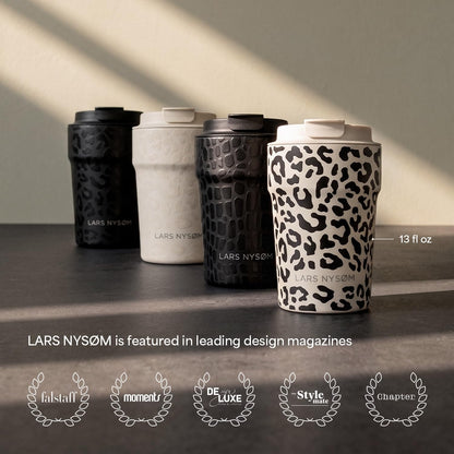 LARS NYSØM Thermo Coffee Mug to go 17oz | Travel Mug 0.5 Liter with Insulation | Silicone grip base | Leak Proof Stainless Steel Tumbler for Coffee and Tea on the Go (Powder Midnight Blue, 17oz)