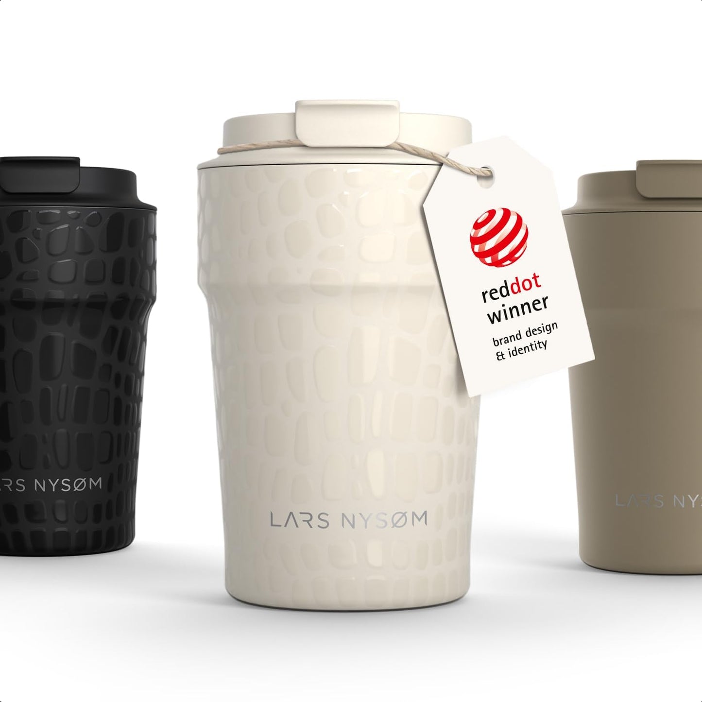 LARS NYSØM Thermo Coffee Mug to go 17oz | Travel Mug 0.5 Liter with Insulation | Silicone grip base | Leak Proof Stainless Steel Tumbler for Coffee and Tea on the Go (Powder Midnight Blue, 17oz)