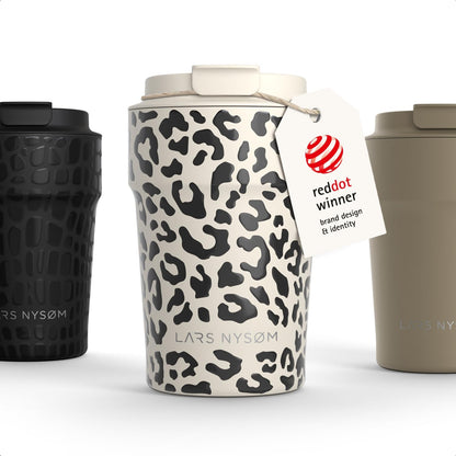 LARS NYSØM Thermo Coffee Mug to go 17oz | Travel Mug 0.5 Liter with Insulation | Silicone grip base | Leak Proof Stainless Steel Tumbler for Coffee and Tea on the Go (Powder Midnight Blue, 17oz)