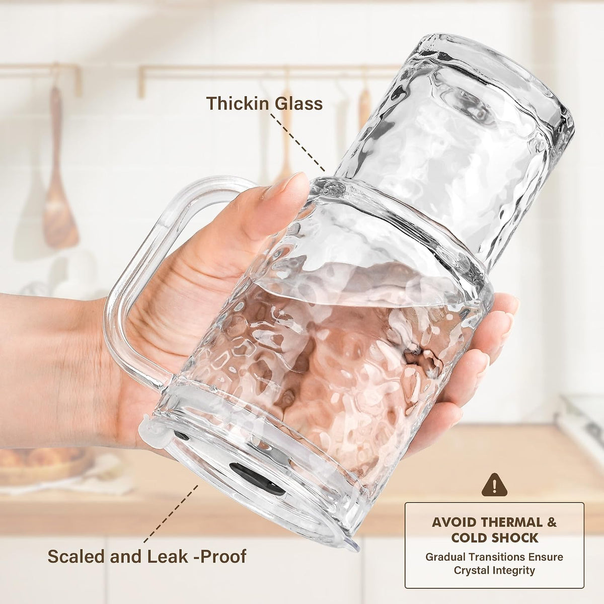17oz Glass Tumbler with Handle & Lid – 2-Pack Iced Coffee Cups with Straws, Glass Mug for Cold & Hot Beverages Travel Cup for Smoothies, Tea, and Juice (clear-Glacial pattern-2pack)